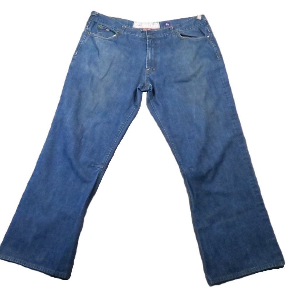 Akoo Jeans Mens 44 Blue Denim Relaxed Fit Embroidered Streetwear Baggy Hip Hop